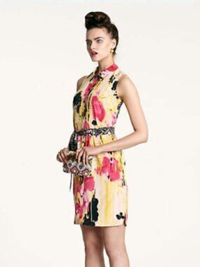 Anthropologie Tabitha Aubrieta Silk Shirtdress Floral Button Down 6 Pintuck